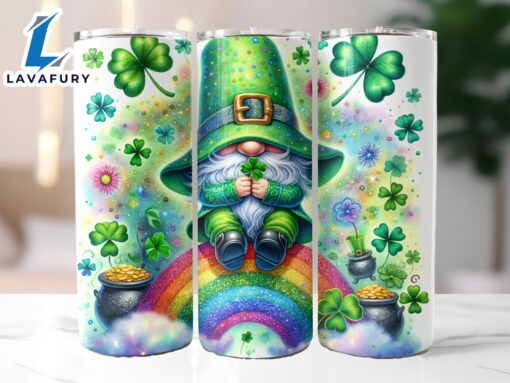 St Patrick’s Gnome 20 Oz Skinny Tumbler, Gnome Tumbler, St Patrick’s Tumbler