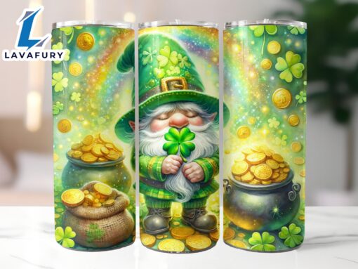 St. Patrick’s Gnome Pot of Gold 20 Oz Skinny Tumbler Sublimation, Gnome Tumbler, St Patrick’s Day Tumbler