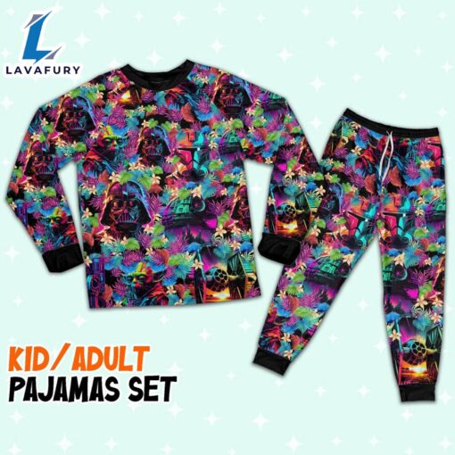 Star Wars Colorful Synthwave Summer Floral Pajamas Set – Movie Cartoon Holiday Pajamas