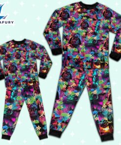 Star Wars Colorful Synthwave Summer Floral Pajamas Set - Movie Cartoon Holiday Pajamas