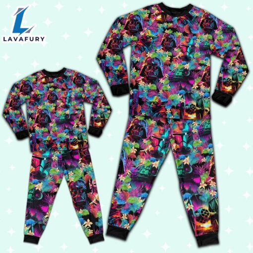 Star Wars Colorful Synthwave Summer Floral Pajamas Set – Movie Cartoon Holiday Pajamas