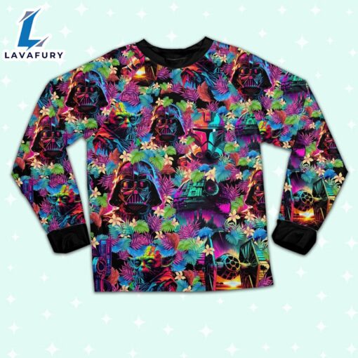 Star Wars Colorful Synthwave Summer Floral Pajamas Set – Movie Cartoon Holiday Pajamas