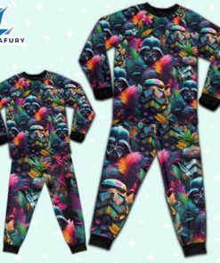 Star Wars Colorful Tropical Darth Vader Stormtrooper Pajamas Set - Movie Cartoon Holiday Pajamas