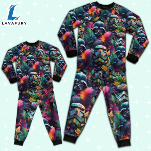 Star Wars Colorful Tropical Darth Vader Stormtrooper Pajamas Set – Movie Cartoon Holiday Pajamas