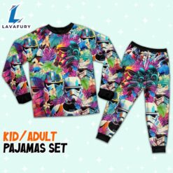 Star Wars Colorfull Floral Stormtrooper Artwork Pajamas Set – Movie Cartoon Holiday Pajamas