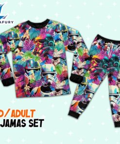 Star Wars Colorfull Floral Stormtrooper Artwork Pajamas Set – Movie Cartoon Holiday Pajamas