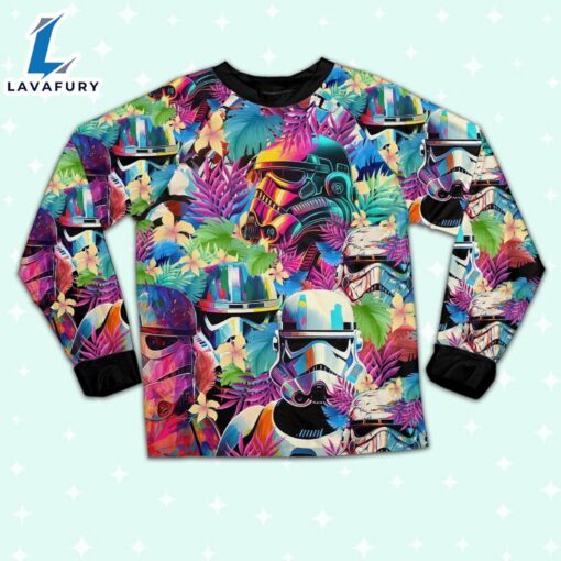 Star Wars Colorfull Floral Stormtrooper Artwork Pajamas Set – Movie Cartoon Holiday Pajamas