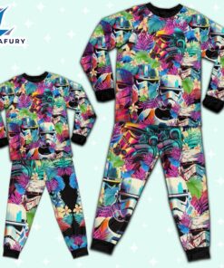 Star Wars Colorfull Floral Stormtrooper Artwork Pajamas Set - Movie Cartoon Holiday Pajamas