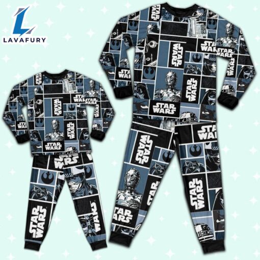 Star Wars Comic Characters Cool Art Pattern Pajamas Set – Movie Cartoon Holiday Pajamas