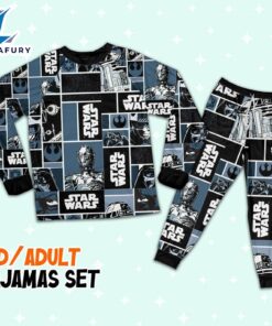 Star Wars Comic Characters Cool Art Pattern Pajamas Set – Movie Cartoon Holiday Pajamas