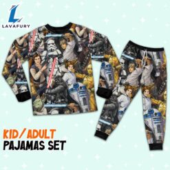 Star Wars R2D2 C3PO Darth Vader Luke Skywalker Chewbacca Yoda Art Pajamas Set – Movie Cartoon Holiday Pajamas