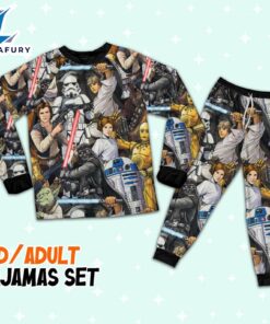 Star Wars R2D2 C3PO Darth Vader Luke Skywalker Chewbacca Yoda Art Pajamas Set – Movie Cartoon Holiday Pajamas