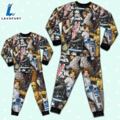 Star Wars R2D2 C3PO Darth Vader Luke Skywalker Chewbacca Yoda Art Pajamas Set - Movie Cartoon Holiday Pajamas