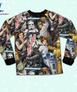 Star Wars R2D2 C3PO Darth Vader Luke Skywalker Chewbacca Yoda Art Pajamas Set - Movie Cartoon Holiday Pajamas