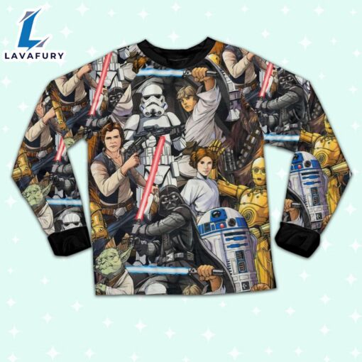 Star Wars R2D2 C3PO Darth Vader Luke Skywalker Chewbacca Yoda Art Pajamas Set – Movie Cartoon Holiday Pajamas