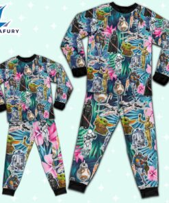 Star Wars Seamless Icon Summer Tropical Pajamas Set - Movie Cartoon Holiday Pajamas