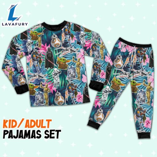 Star Wars Seamless Icon Summer Tropical Pajamas Set – Movie Cartoon Holiday Pajamas