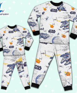 Star Wars Seamless Star Batltle Ships Pajamas Set - Movie Cartoon Holiday Pajamas