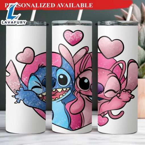 Stitch and Angel Tumbler – Cute Couple Valentine’s Day Tumbler