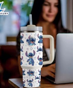 Stitch Cartoon Themed 40oz Stainless Steel Tumbler With Handle