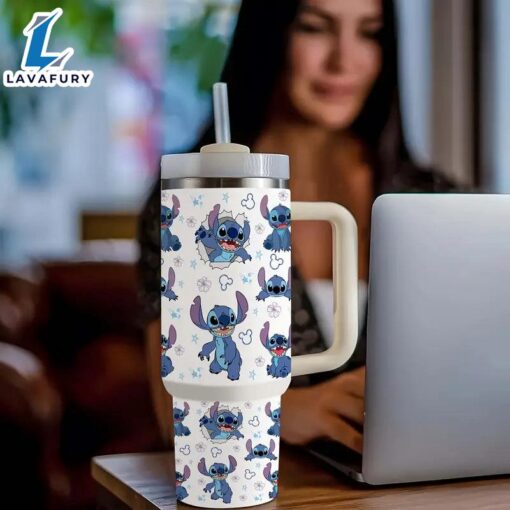 Stitch Cartoon Themed 40oz Stainless Steel Tumbler With Handle