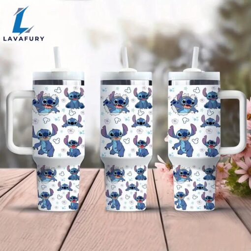 Stitch Cartoon Themed 40oz Stainless Steel Tumbler With Handle