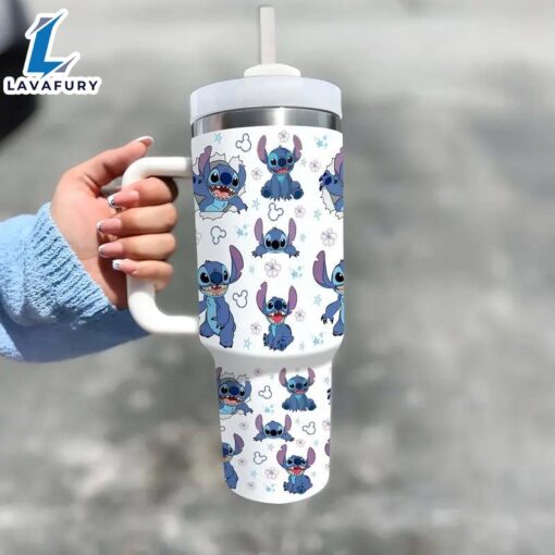 Stitch Cartoon Themed 40oz Stainless Steel Tumbler With Handle