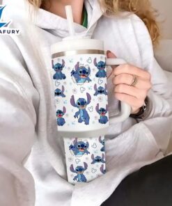 Stitch Cartoon Themed 40oz Stainless Steel Tumbler With Handle