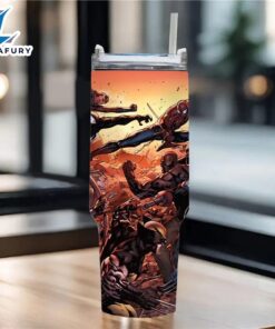 Superhero Fight Printed Insulated Tumbler