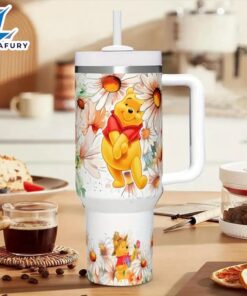 The Pooh 40oz Insulated Tumbler With Floral Design