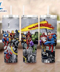 Three Superhero Printed Insulated Tumbler