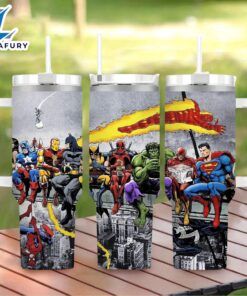 Three Superhero Printed Insulated Tumbler