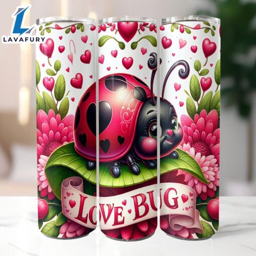 Valentine Love Bug 20 Oz Skinny Tumbler, Valentine Tumbler