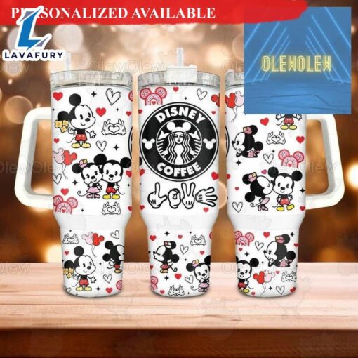 Valentine Mickey And Minnie Tumbler Disney Coffee – 40oz Tumbler with Handle