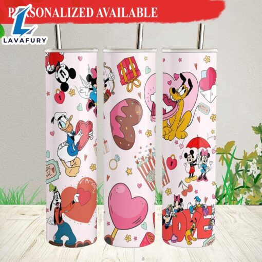 Valentine Mickey Mouse Skinny Tumbler Sublimation Ddisney Castle