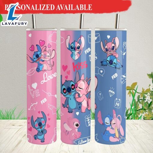 Valentine Tumbler Lilo Stitch Tumbler with Lid and Straw