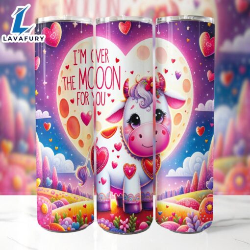 Valentines Day Cow 20 Oz Skinny Tumbler, Valentine Tumbler