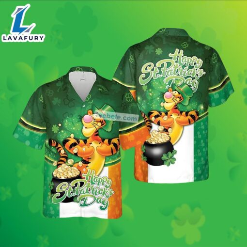 Winne The Pooh Shamrock St Patrick Green Unisex Hawaiian Shirts 2025