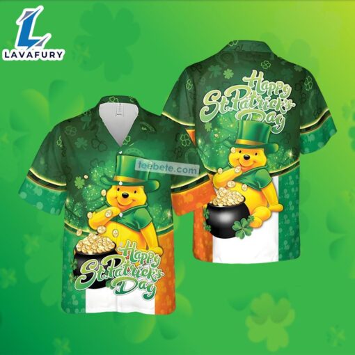 Winnie The Pooh Shamrock St Patrick Green Matching Family Hawaiian Shirts 2025