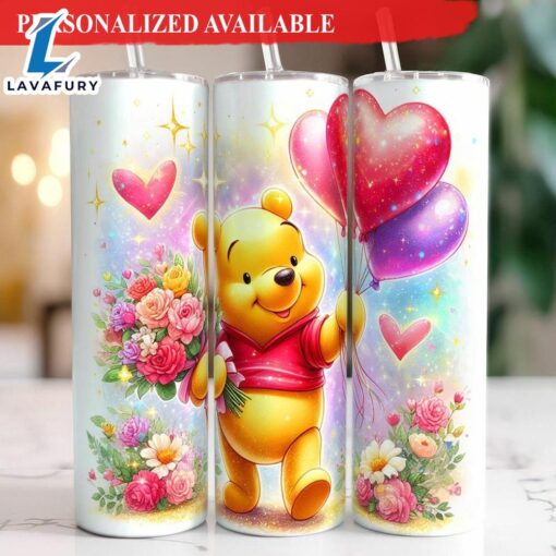 Winnie-the-Pooh Valentine 20oz Tumbler With Lip And Straw