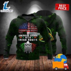 American Grown With Irish Roots Oak Tree Patrick Day Green 3D Cool Hoodie 2025