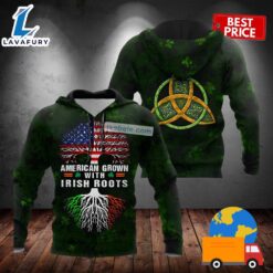 American Grown With Irish Roots Oak Tree Patrick Day Green 3D Cool Hoodie 2025