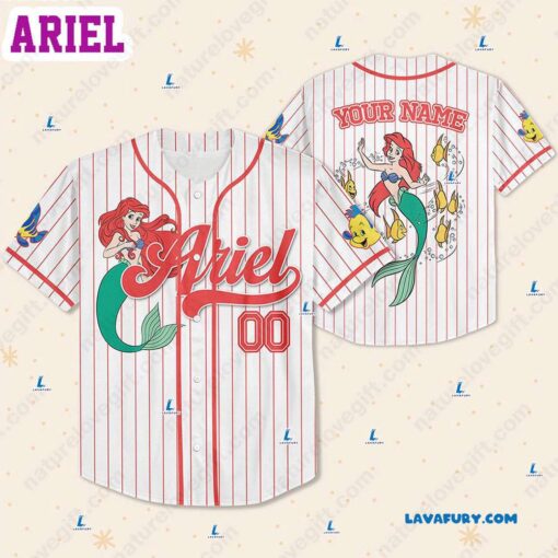 Ariel Disney Princess Custom Baseball Jersey With Name Number