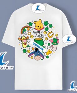 Born Lucky St Patricks With Winnie The Pooh Characters Shirt Graphic 2025