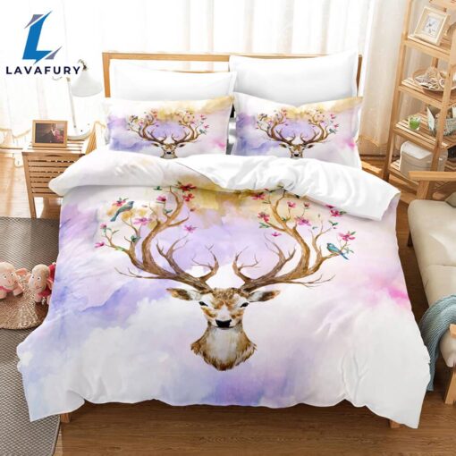 Cartoon Animal Deer Elk Bedding Set Quilt Cover 1