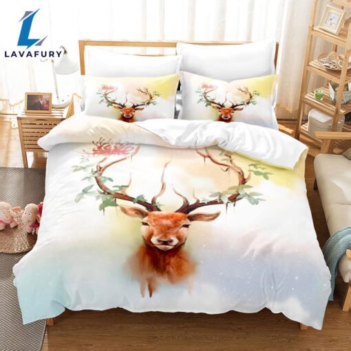 Cartoon Animal Deer Elk Bedding Set Quilt Cover 3