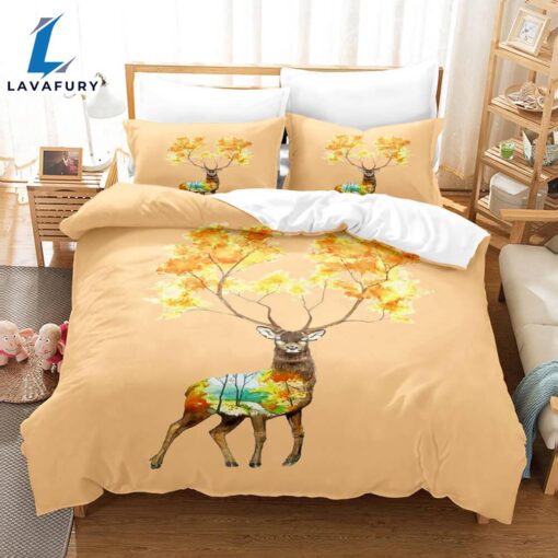 Cartoon Animal Deer Elk Bedding Set Quilt Cover 8