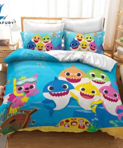 Cartoon Baby Shark Bedding Set Kids Quilt Cover 1