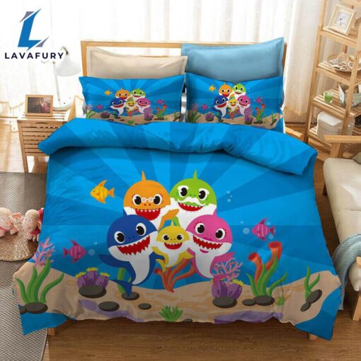 Cartoon Baby Shark Bedding Set Kids Quilt Cover 2