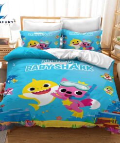 Cartoon Baby Shark Bedding Set Kids Quilt Cover 3